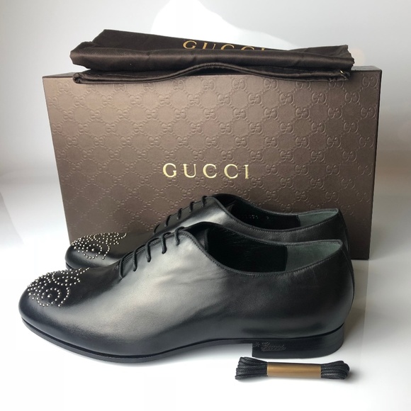 Gucci Other - Gucci Nappa Moorea Black Leather Lace Up Shoes G09